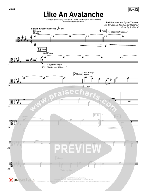 Like An Avalanche Viola (Hillsong UNITED)