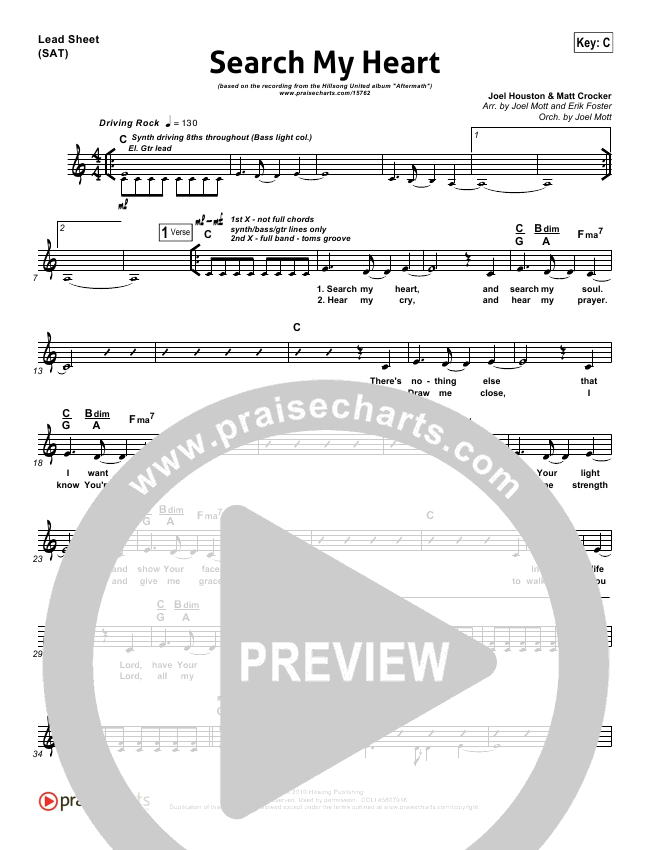 Search My Heart Sheet Music (Hillsong UNITED) PraiseCharts