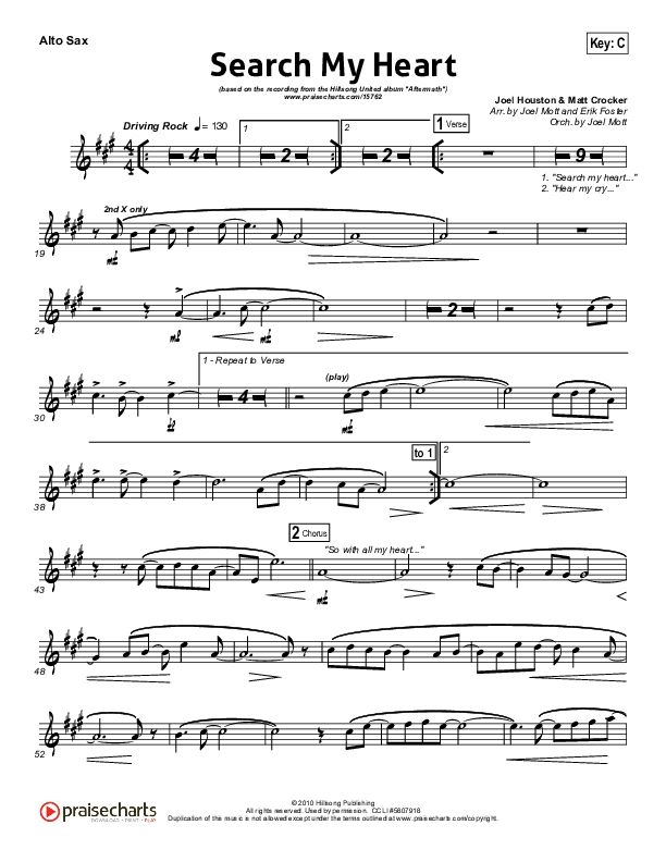 Search My Heart Alto Sax (Hillsong UNITED)