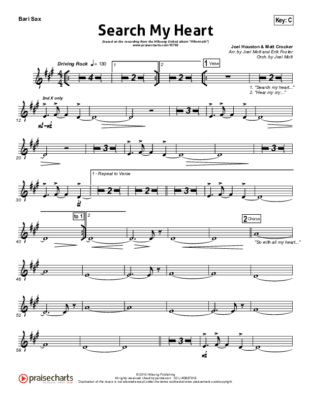 Search My Heart Bari Sax (Hillsong UNITED)