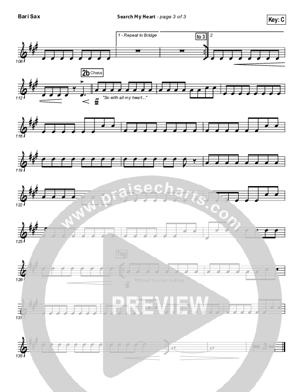 Search My Heart Bari Sax (Hillsong UNITED)