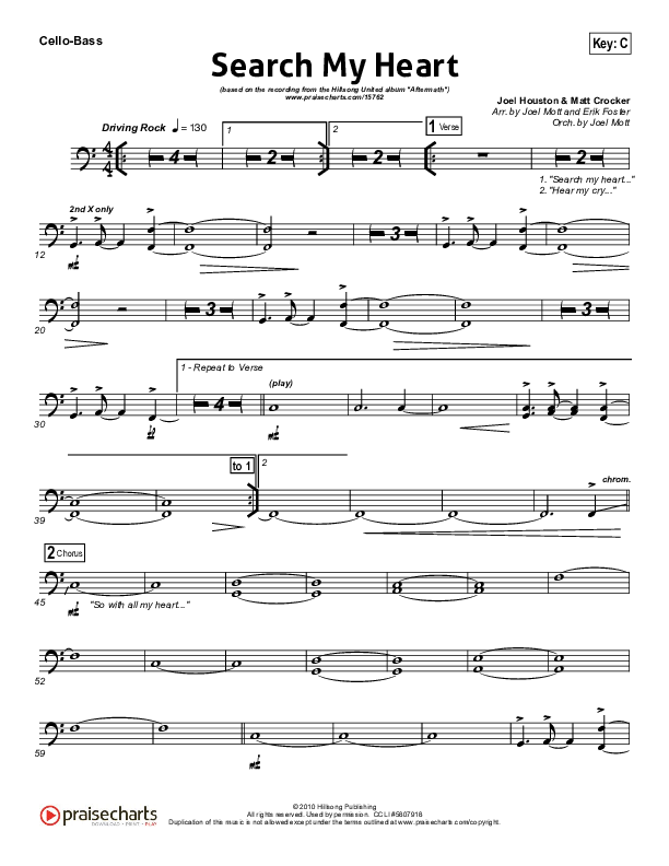 Search My Heart Cello/Bass (Hillsong UNITED)