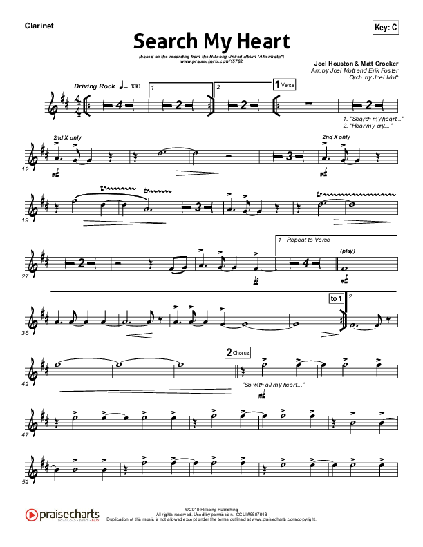 Search My Heart Clarinet (Hillsong UNITED)