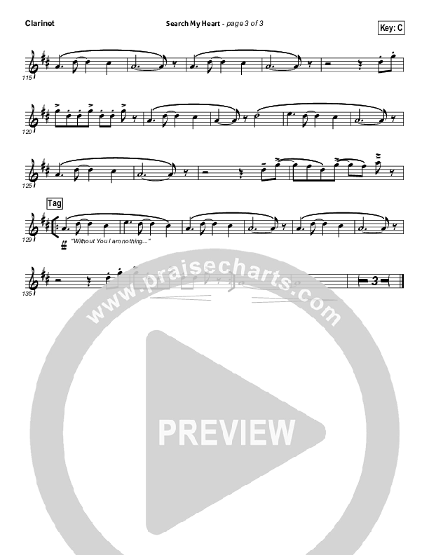 Search My Heart Clarinet (Hillsong UNITED)