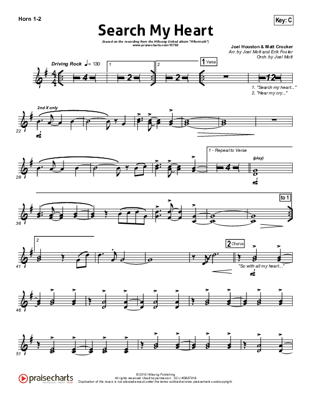 Search My Heart French Horn 1/2 (Hillsong UNITED)