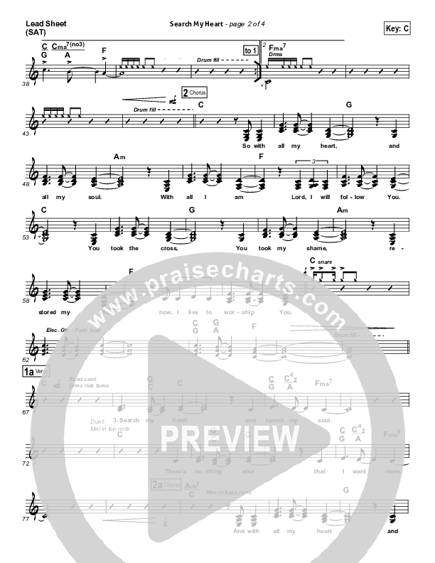 Search My Heart Lead Sheet (Hillsong UNITED)