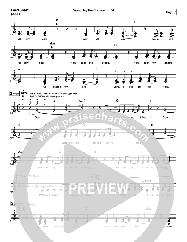 Search My Heart Lead Sheet (Hillsong UNITED)