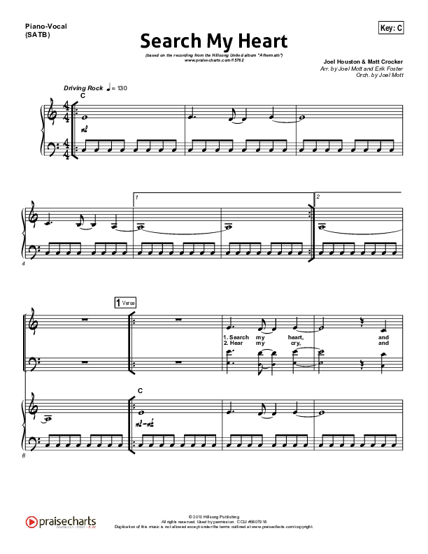 Search My Heart Piano/Vocal (Hillsong UNITED)