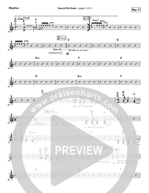 Search My Heart Rhythm Chart (Hillsong UNITED)