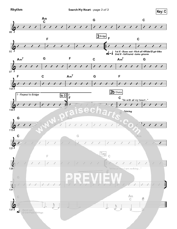 Search My Heart Rhythm Chart (Hillsong UNITED)