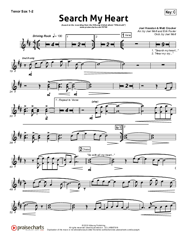 Search My Heart Tenor Sax 1/2 (Hillsong UNITED)