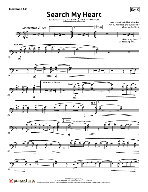 Search My Heart Trombone 1/2 (Hillsong UNITED)