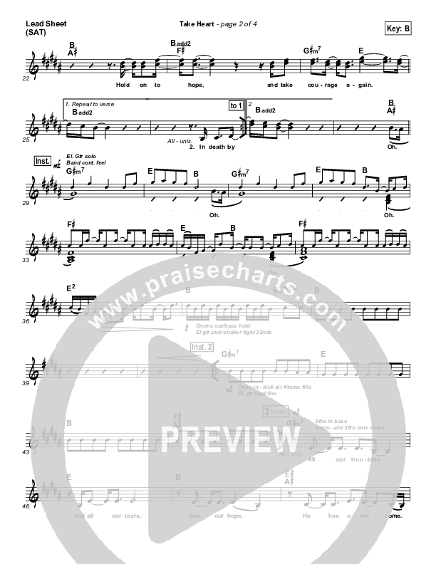 Take Heart Lead Sheet (SAT) (Hillsong UNITED)