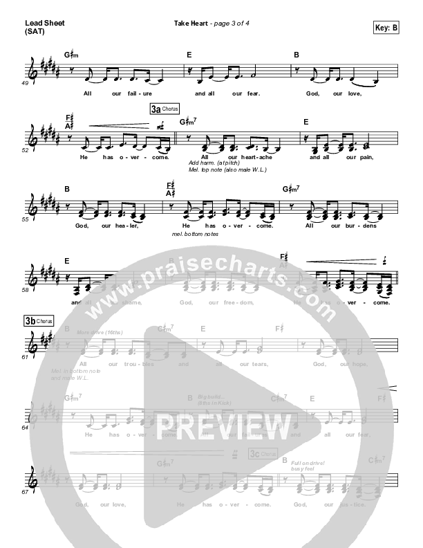 Take Heart Lead Sheet (SAT) (Hillsong UNITED)