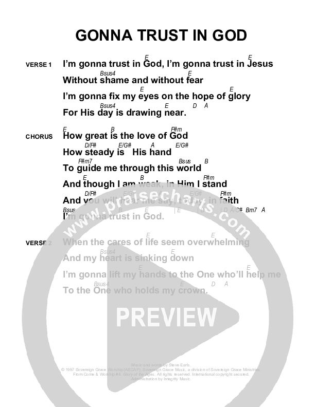 Gonna Trust In God Chords & Lyrics (Sovereign Grace)