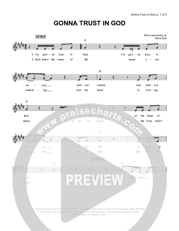 Gonna Trust In God Lead Sheet (Sovereign Grace)