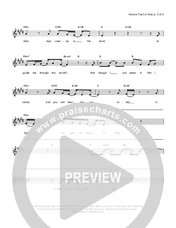 Gonna Trust In God Lead Sheet (Sovereign Grace)