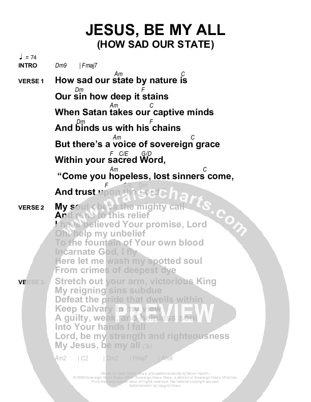 Jesus Be My All Chords & Lyrics (Sovereign Grace)
