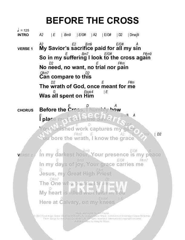 Before The Cross (Instrumental) Chords & Lyrics (Sovereign Grace)