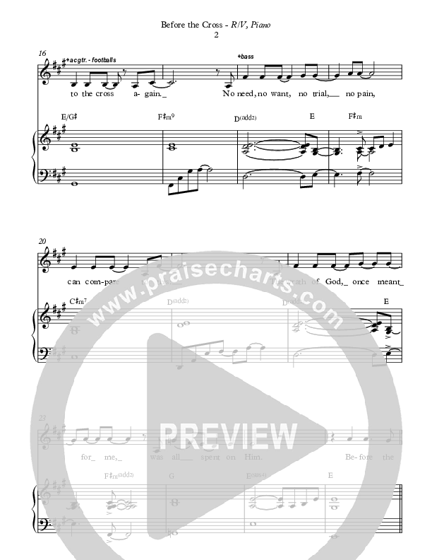 Before The Cross (Instrumental) Piano/Vocal (Sovereign Grace)