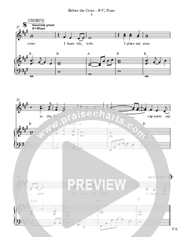 Before The Cross (Instrumental) Piano/Vocal (Sovereign Grace)