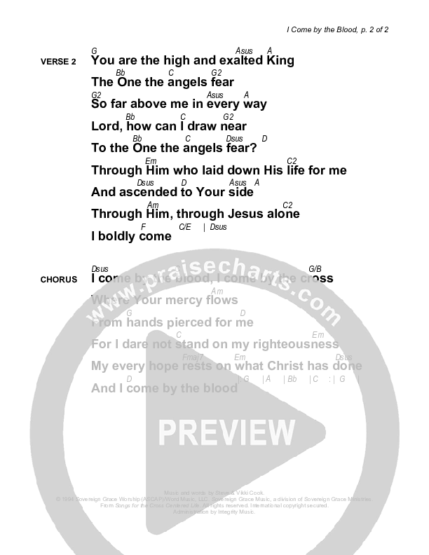 I Come By The Blood Chords & Lyrics (Sovereign Grace)