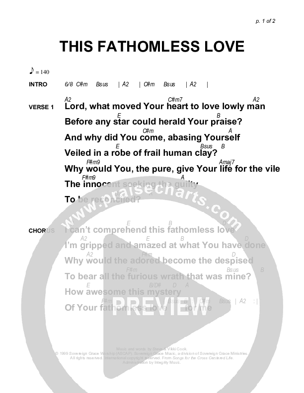 This Fathomless Love Chords & Lyrics (Sovereign Grace)