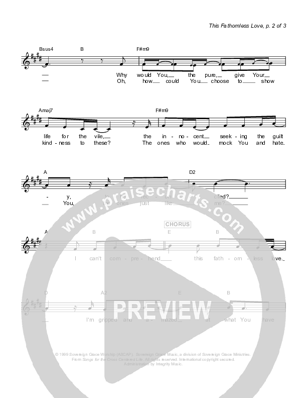 This Fathomless Love Lead Sheet (Sovereign Grace)