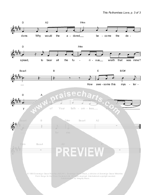 This Fathomless Love Lead Sheet (Sovereign Grace)