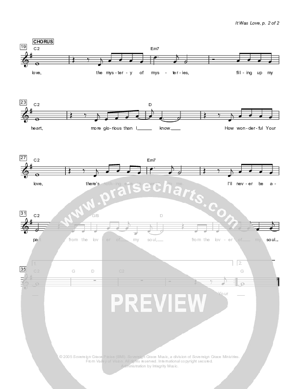 It Was Love Lead Sheet (Sovereign Grace)