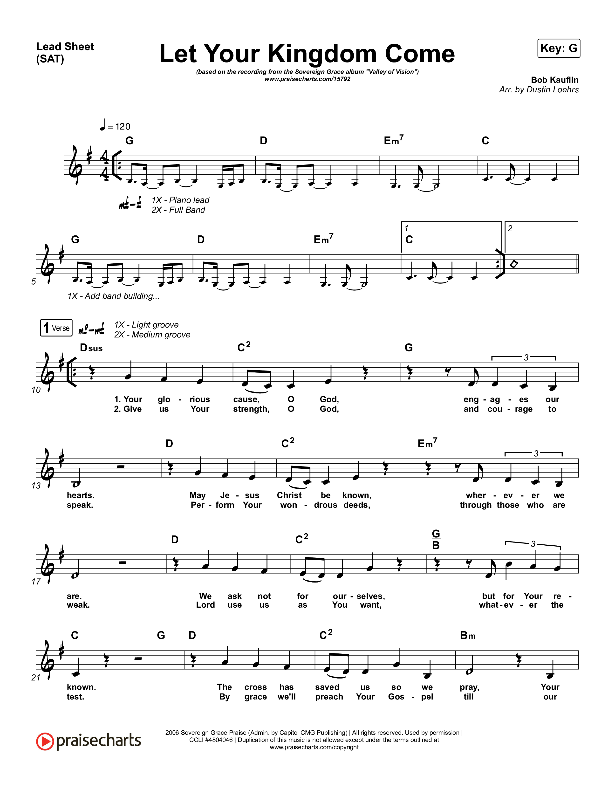 Let Your Kingdom Come Lead Sheet (SAT) (Sovereign Grace)