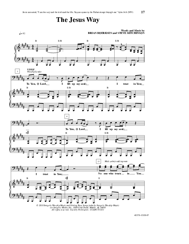 The Jesus Way Piano/Vocal (Brian Doerksen)
