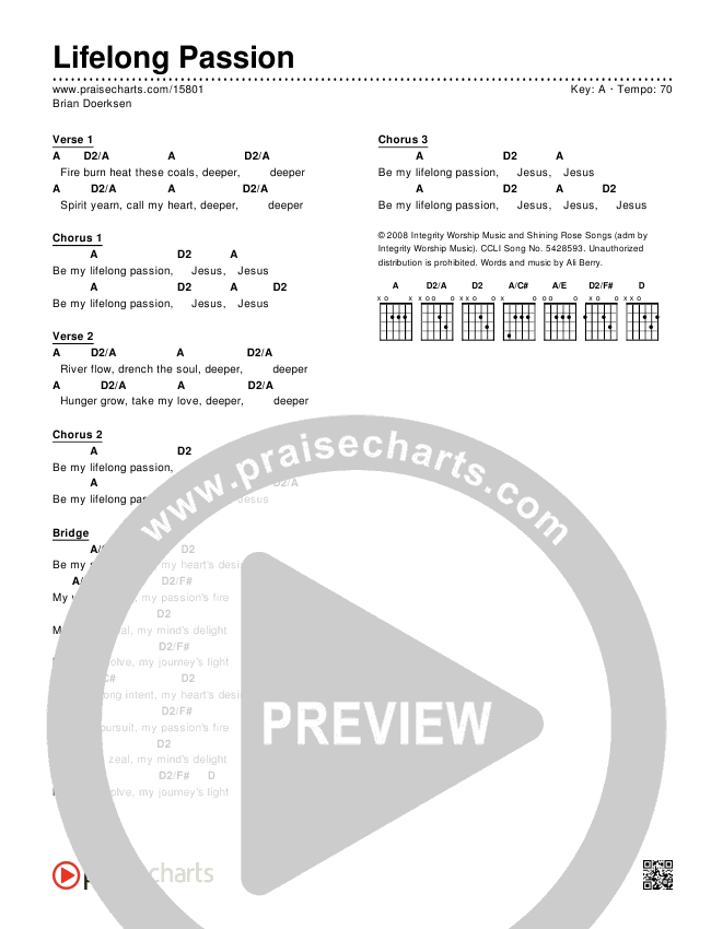 Lifelong Passion Chords & Lyrics (Brian Doerksen)