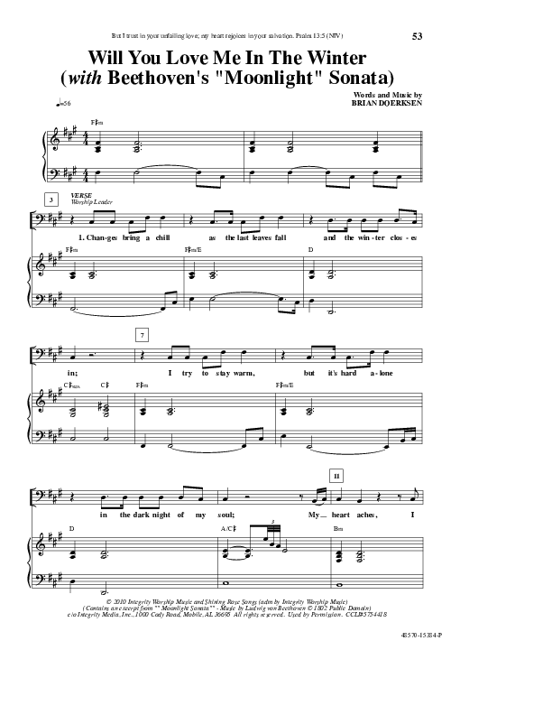 Will You Love Me In The Winter Piano/Vocal (Brian Doerksen)