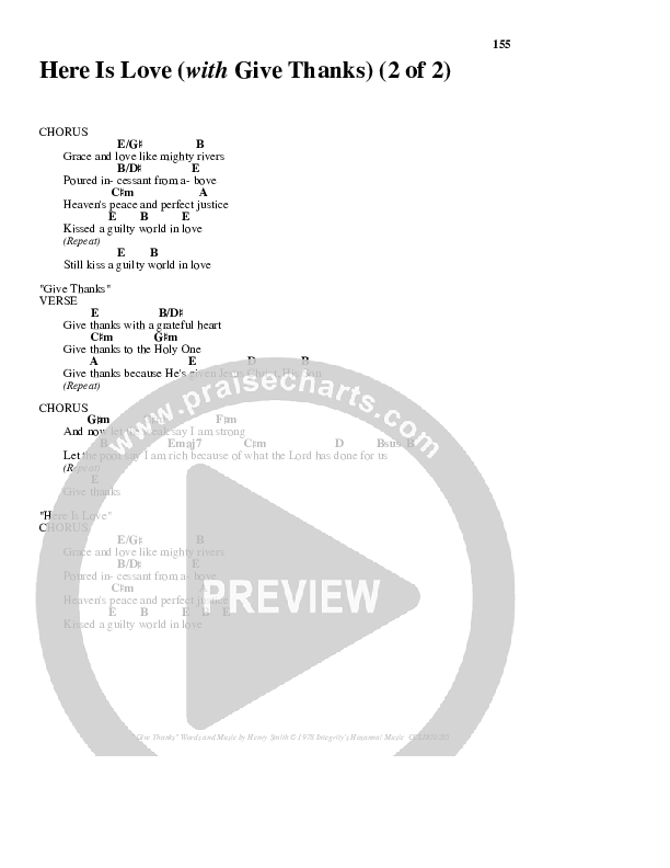 Here Is Love Chord Chart (Brian Doerksen)