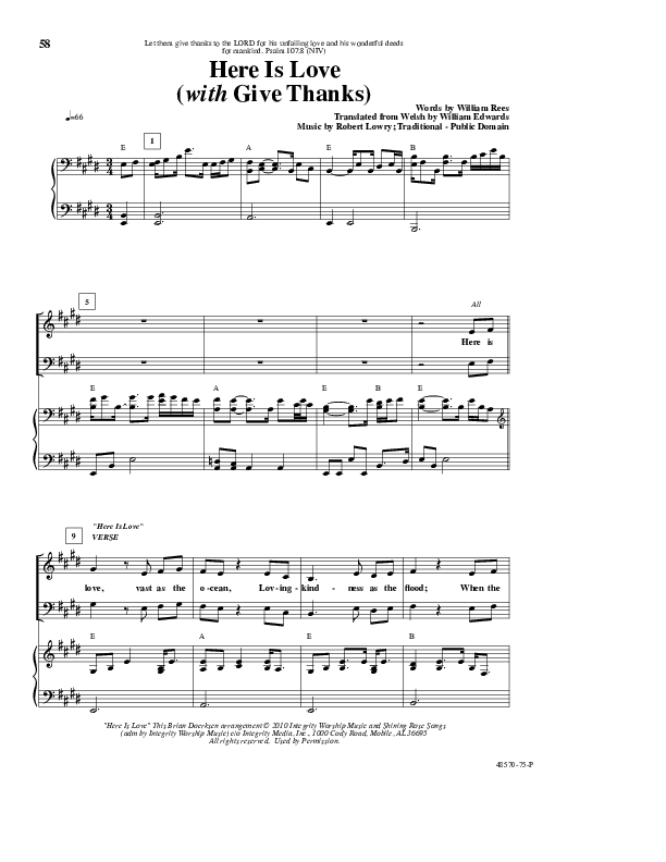 Here Is Love Piano/Vocal (Brian Doerksen)