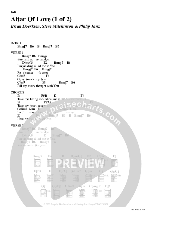 Altar Of Love Chord Chart (Brian Doerksen)