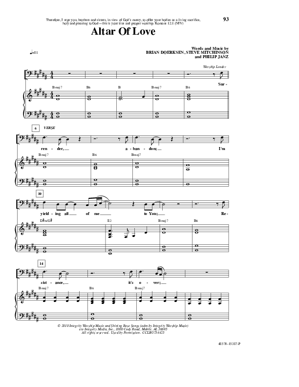 Altar Of Love Lead & Piano (Brian Doerksen)