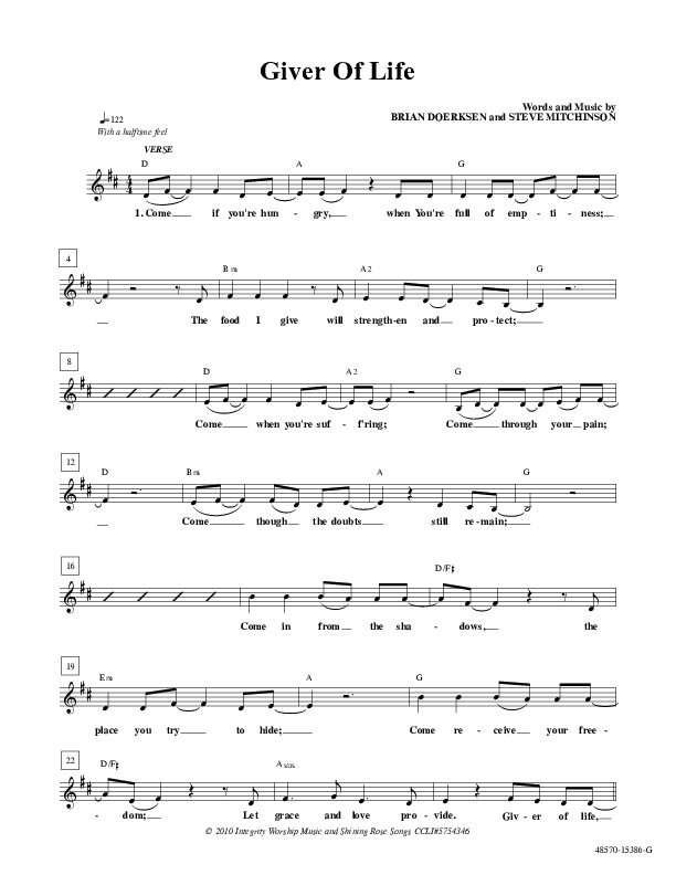 Giver Of Life Lead Sheet (Brian Doerksen)