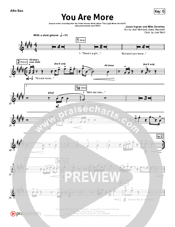 You Are More Alto Sax (Tenth Avenue North)