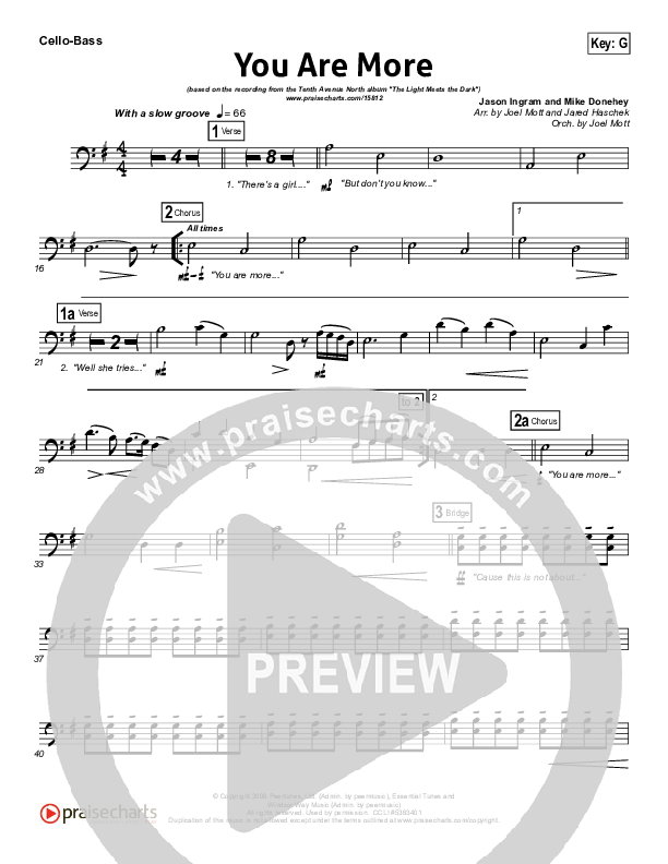 You Are More Cello/Bass (Tenth Avenue North)