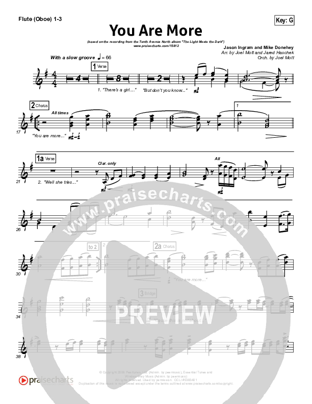 You Are More Flute/Oboe 1/2/3 (Tenth Avenue North)