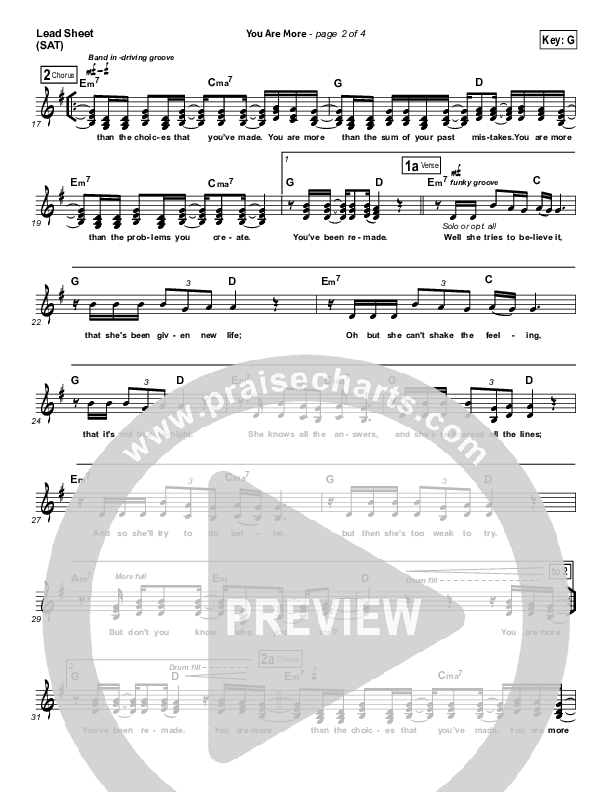 You Are More Lead Sheet (Tenth Avenue North)