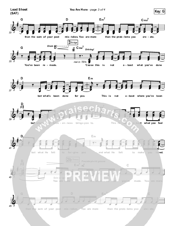 You Are More Lead Sheet (Tenth Avenue North)