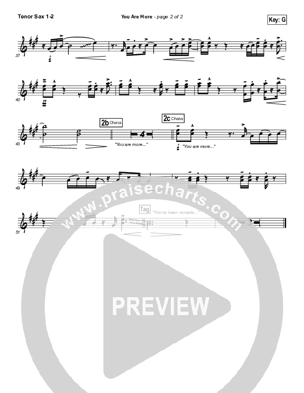 You Are More Tenor Sax 1/2 (Tenth Avenue North)