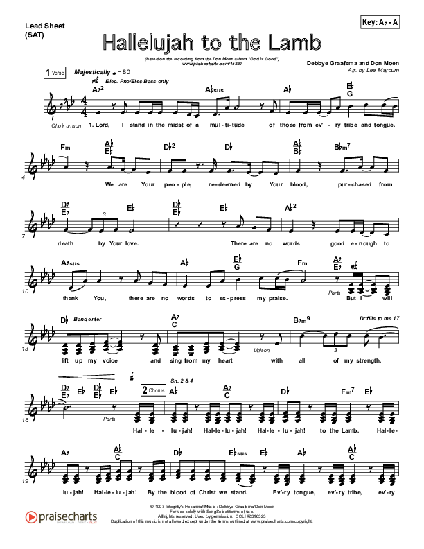 Hallelujah To The Lamb Lead (SAT) (Don Moen)