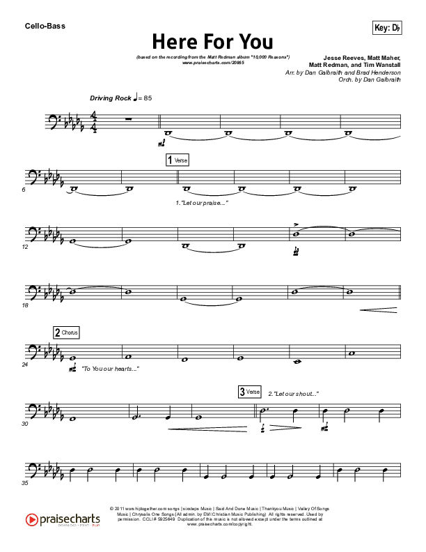 Here For You Cello/Bass (Chris Tomlin)