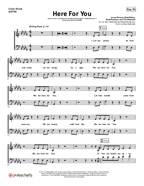 Here For You Choir Vocals (SATB) (Chris Tomlin)