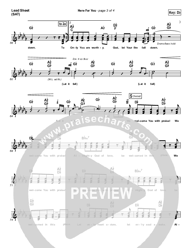 Here For You Lead Sheet (Print Only) (Chris Tomlin)