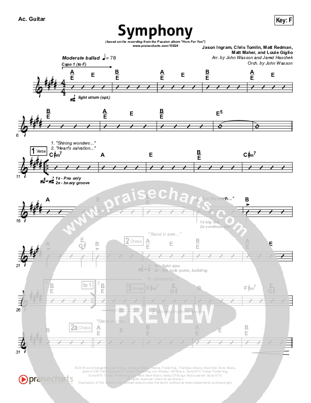 Symphony Rhythm Chart (Chris Tomlin / Passion)